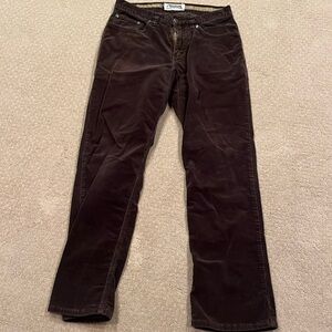 Men’s mountain khakis chocolate, brown, thin, wale corduroy pants Classic fit